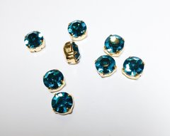 Стразы в цапах Preciosa, ss40 (8.4-8.7 мм), Blue Zircon в золоте