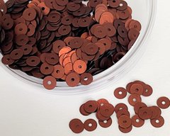 Пайетки Италия, цвет - коричневый атласный (876W), плоские 4 мм, 2.5 гр