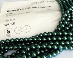 ОПТ, стеклянный жемчуг Preсiosa MAXIMA, Pearlescent Peacock Green, 5 мм, 50 шт