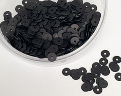 Пайетки Италия, цвет - черный атласный (996W), плоские 4 мм, 2.5 гр