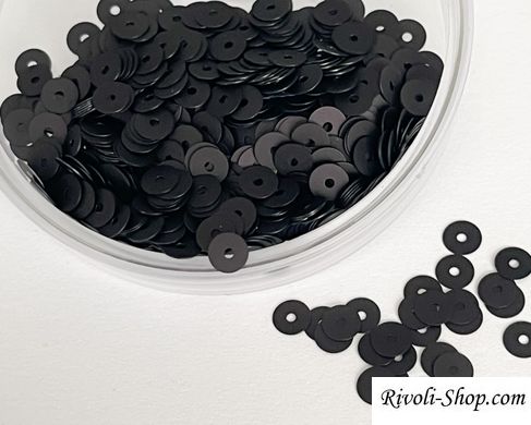 Паєтки Італія, колір - чорний атласний (996W), пласкі 4 мм, 2.5 гр