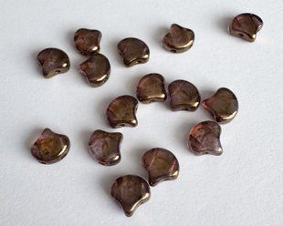 Бусина Ginko, Чехия, пресcованное стекло, 7.5 мм, 2 отверстия, прозрачная бронза глянцевая (00030-15695), шт