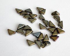 Намистина Tango, Чехія, пресоване скло, 6*8мм, 2 отвори, коричневий ірис, штука