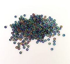 Колечки, Miyuki, 3*1.3мм, непрозрачный синий ирис металлик (455), 5 г