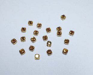 Страз в цапі Preciosa, ss16 (3,8-4 мм), Topaz в золоті