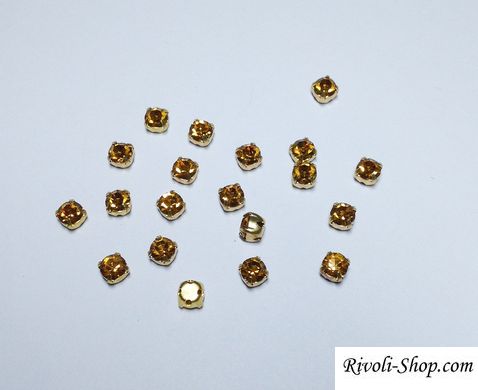 Страз в цапе Preciosa, ss16 (3,8-4 мм), Topaz в золоте