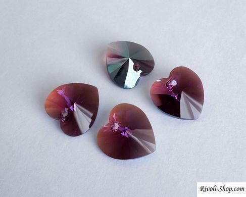 Подвеска Swarovski сердце (6228), цвет - Amethyst Shimmer, 14*14 мм
