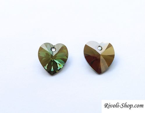 Підвіска Swarovski серце (6228), колір - Peridot Bronze Shade, 14*14 мм