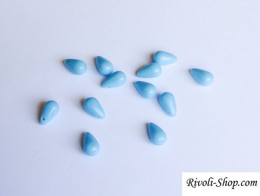 Скляні пiдвески Preciosa 6*10 мм, блакитні непрозорі (63020)